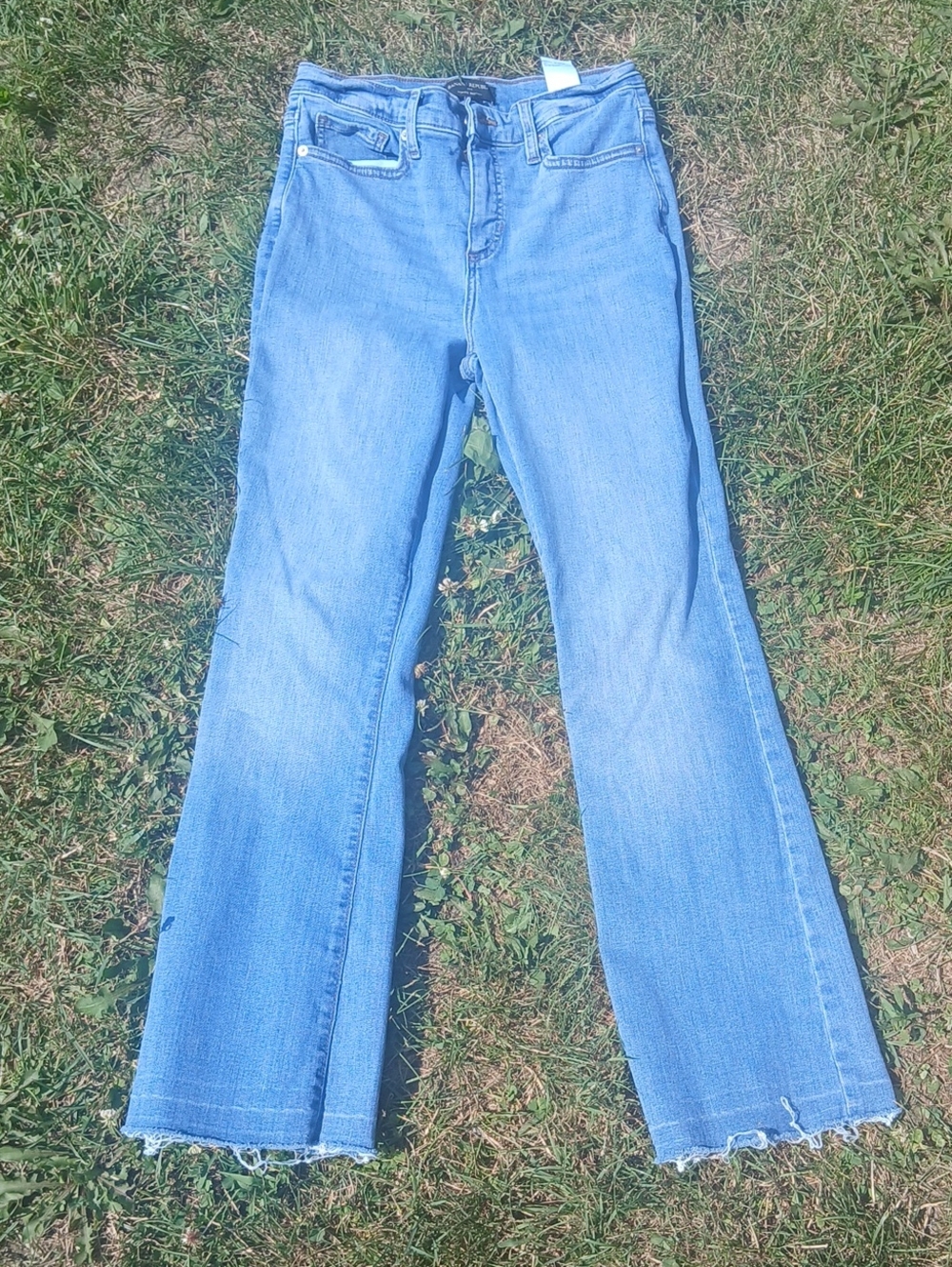 Banana Republic Light Blue High-Rise Bootcut Frayed Hem Jeans